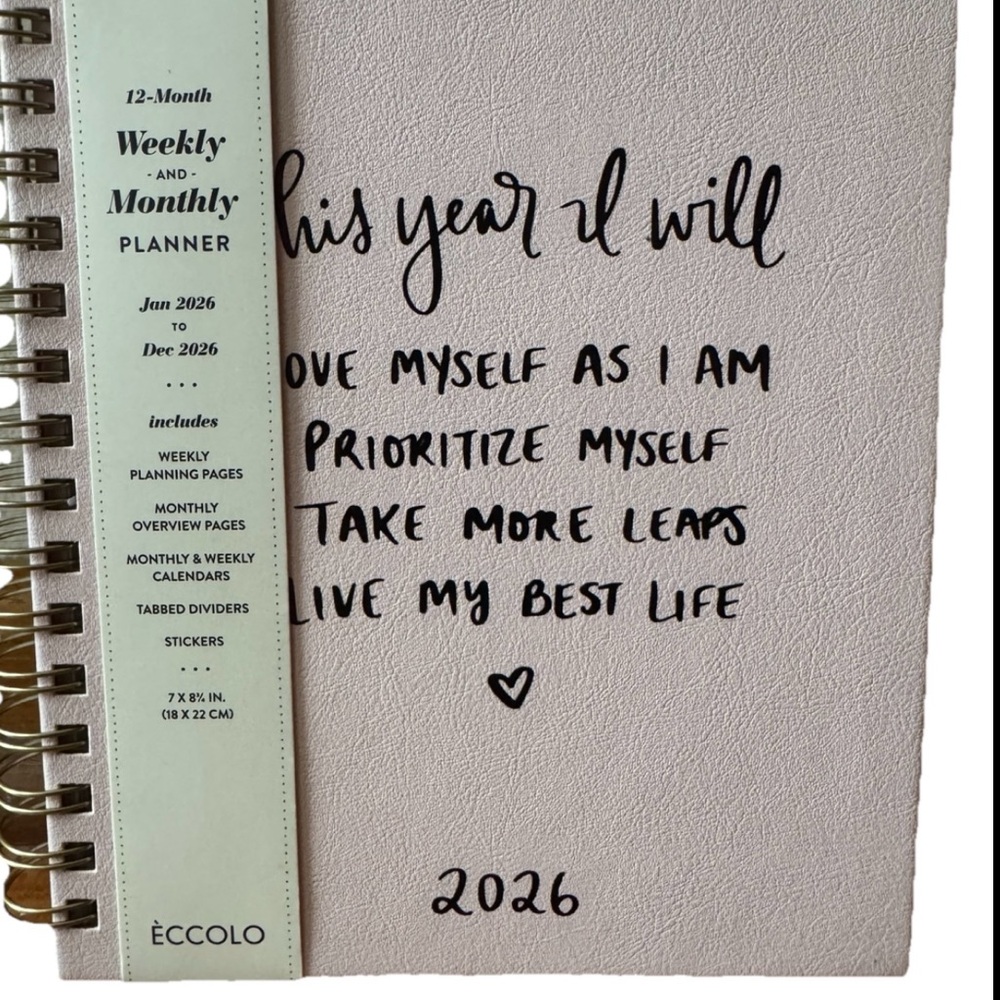 2026 Planners, Eccolo Spiral Agenda Planner, Weekly & Monthly Pages, 12 Months